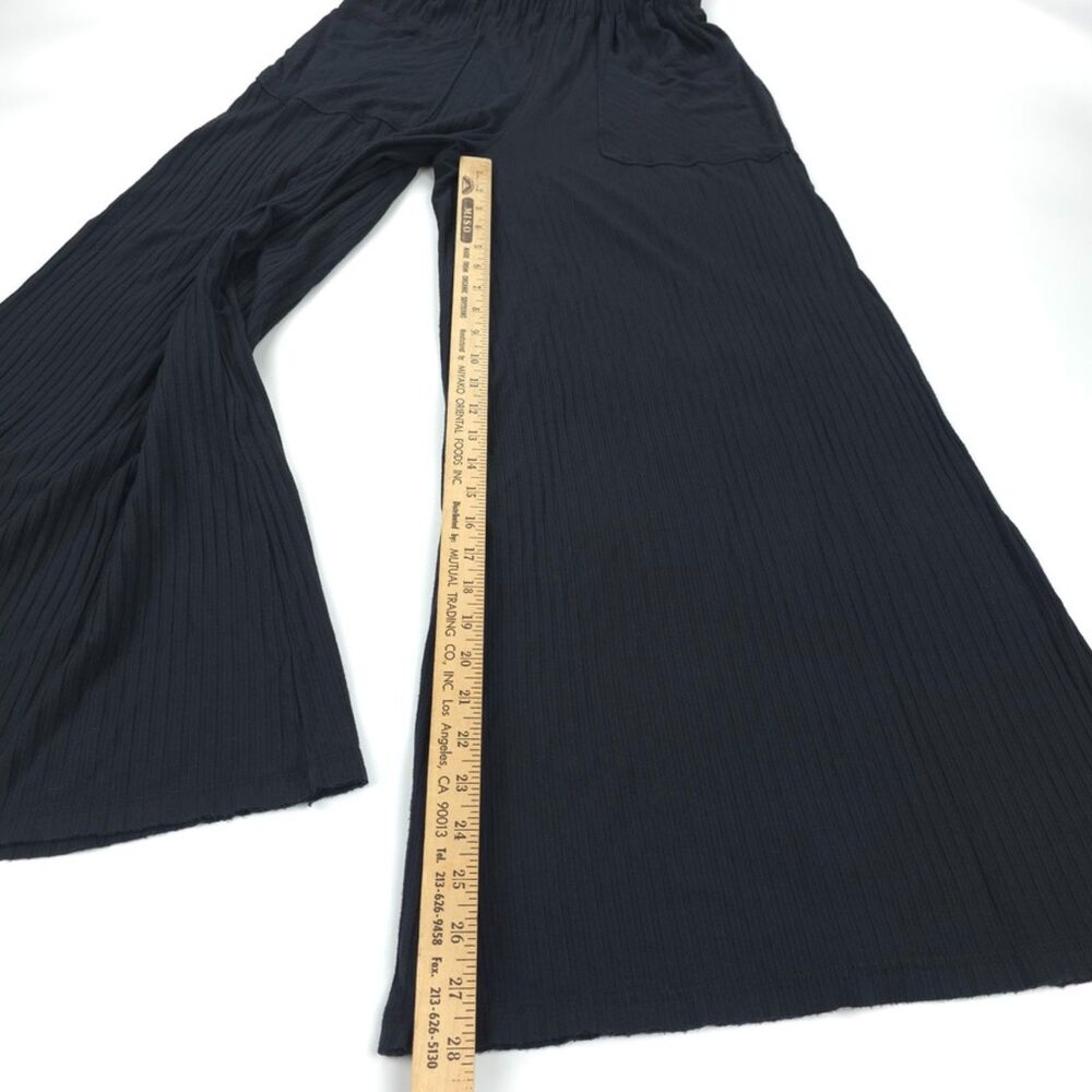 FREE PEOPLE Blissed Out Wide-Leg Pants Black Minimal Beachy Boho Yoga Lounge Y2k - Picture 4 of 11